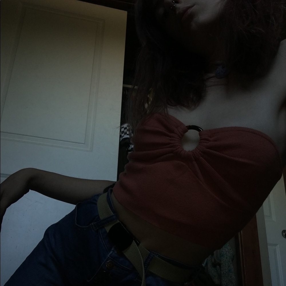 Strapless Peach Crop Top